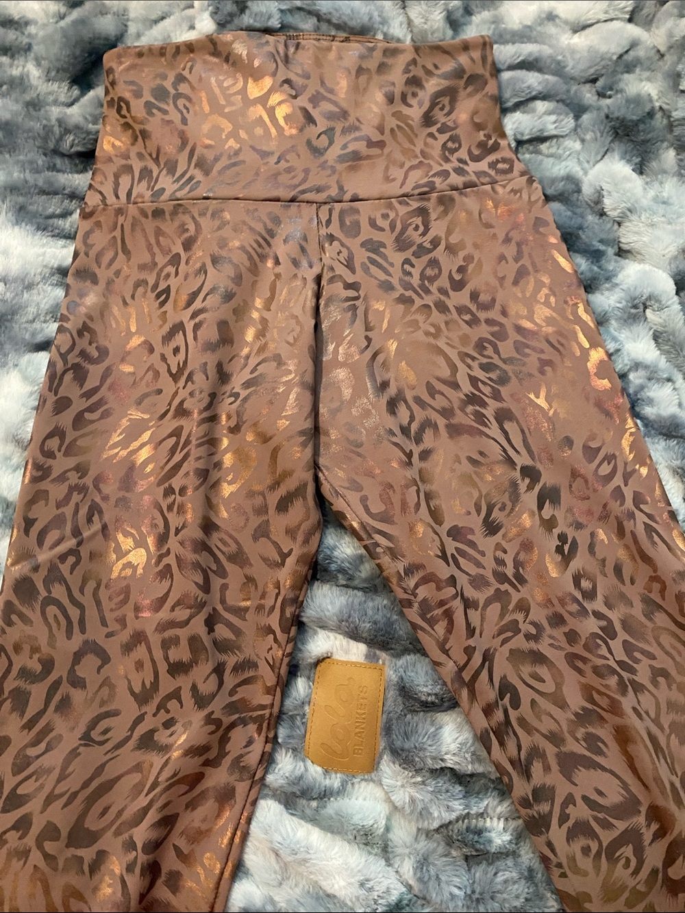 Onzie Brown Leopard Metallic High-Waist Leggings
